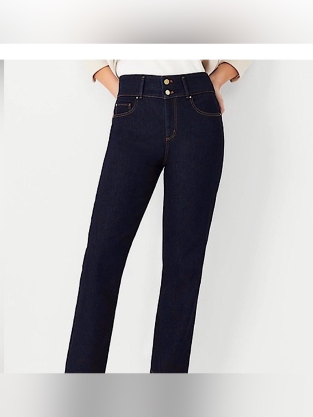 Ann Taylor High-Rise Dark Indigo Straight-Leg Jeans